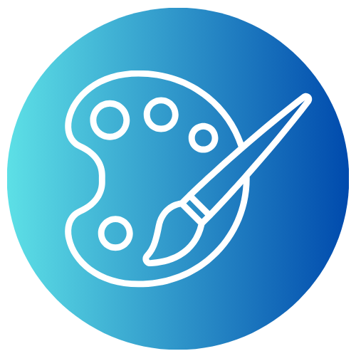 paint and brush with blue background